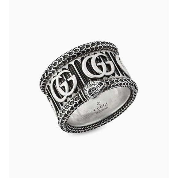 Gucci 925 Silver GG Marmont Snake Ring Size 14 US 6.5-7 - Picture 1 of 11